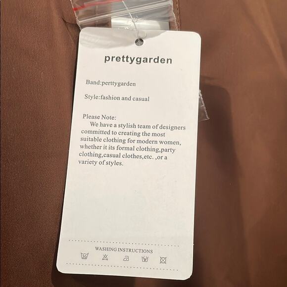 PRETTYGARDEN Women's Satin Brown Dress Long Sleeve Tie Waist Size Medium NWT - Picture 6 of 6